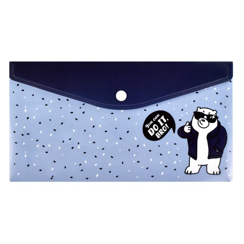 Папка пластиковая на кнопке 26*14см Феникс+ Четкий медведь 59376 "Дава"