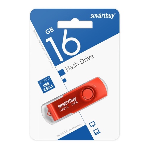 Флэшка 16GB Smart Buy Twist Red USB 2.0 красный SB016GB3TWR "Дава"