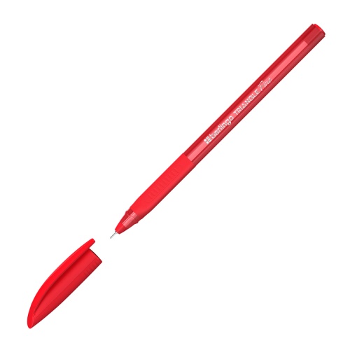 Ручка шариковая Berlingo Triangle Fine 0,3мм красная, резиновый держатель CBp_03602 "Дава"