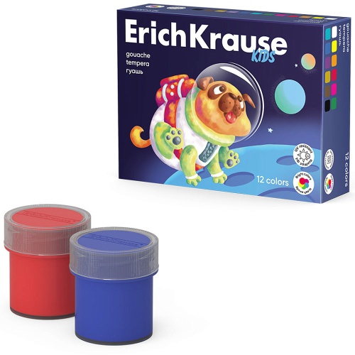 Гуашь 12цв. ErichKrause Звери в космосе с УФ защитой яркости по 20мл. 61410 "Дава"