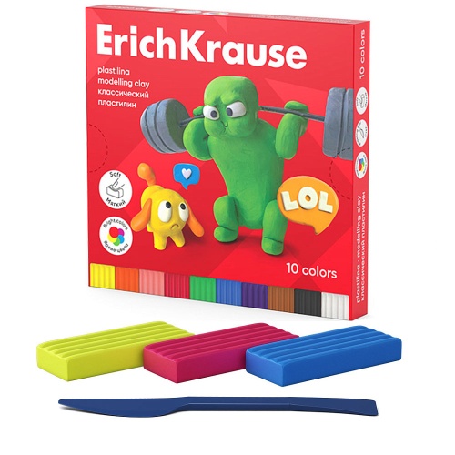 Пластилин 10цв. ErichKrause Веселые друзья со стеком 61346 "Дава"