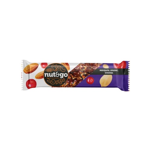 Батончик Nut&Go Миндаль, арахис, клюква 36г КВК505 "Дава"