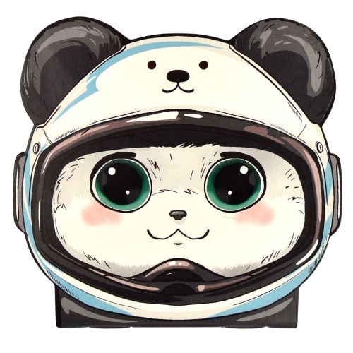 Блокнот 30л 120*117мм на скрепке Панда-космонавт, фигурная вырубка 67599 "Дава"