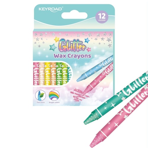 Мелки восковые 12цв. KEYROAD Glitter KR972741 "Дава"