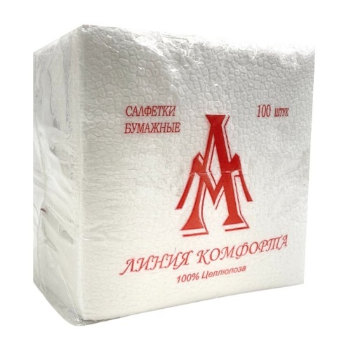 Салфетки бумажные белые 24*24см 100шт/упак 1сл. ЛИНИЯ КОМФОРТА "Дава"