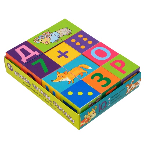 Кубики IQ Играем,читаем,считаем. 12штук 27410 "Дава"