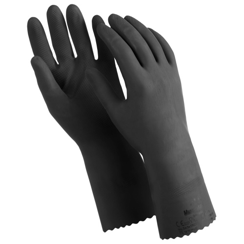 Перчатки резиновые MANIPULA КЩС-1 двухслойные размер 10(XL) черные L-U-03/CG-942 ПС "Дава"