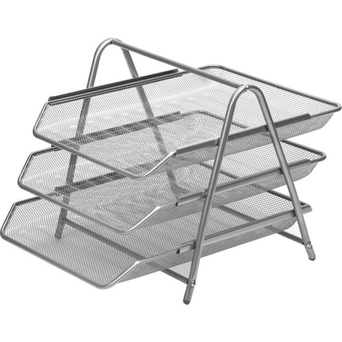 Лоток для бумаг горизонтальный 3 секция Attache 383303 металлический серый "Дава"