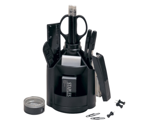 Набор канцелярский 10 предметов Attomex, вращающийся, черный 4102314 "Дава"