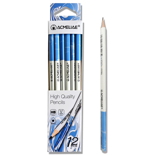 Карандаш ACMELIAE трехгранный HB корпус бело-голубой 43209 EAN "Дава"