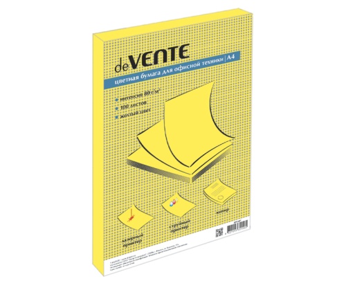 Бумага цветная deVENTE А4/100л/80г 2072407 интенсив желтый									 "Дава"