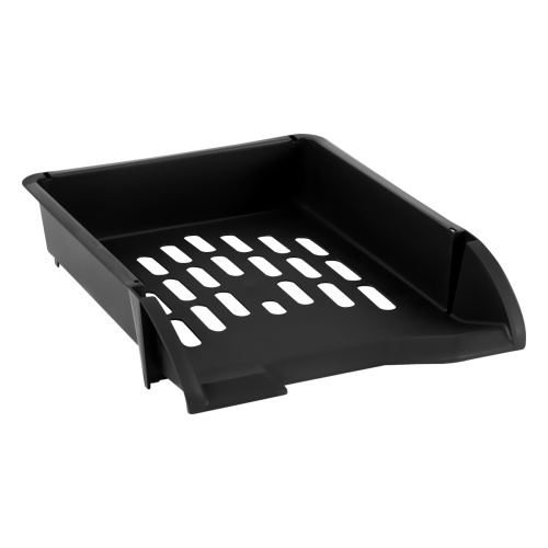 Лоток для бумаг горизонтальный 1 секция СТАММ Лидер ЛТГ-30465 черный "Дава"