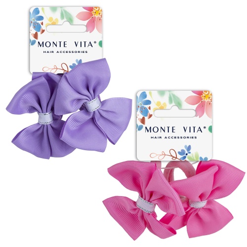 Резинка для волос (МОНТЕ ВИТА) MONTE VITA 2 шт/уп 8*3,5см с бантиком, ассорти 457109 "Дава"