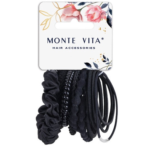Резинки для волос MONTE VITA черные 14шт/уп 457044 "Дава"