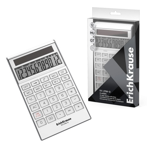 Калькулятор настольный ErichKrause Classic DC-2708-12 (12 разр) белый 62004 "Дава"