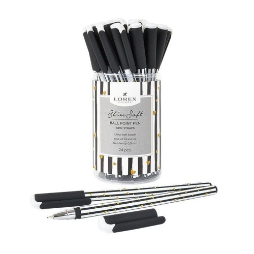 Ручка шариковая LOREX B&W,STRAPS серия Slim Soft синяя 0.5мм LXOPSS-BW2 "Дава"
