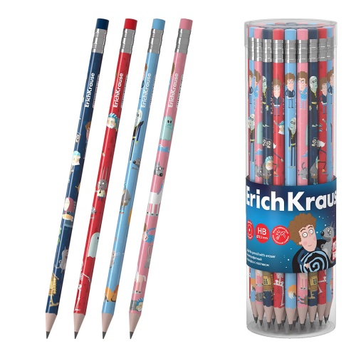 Карандаш с ластиком ErichKrause Приключения Пети и Волка ТМ 60710 "Дава"