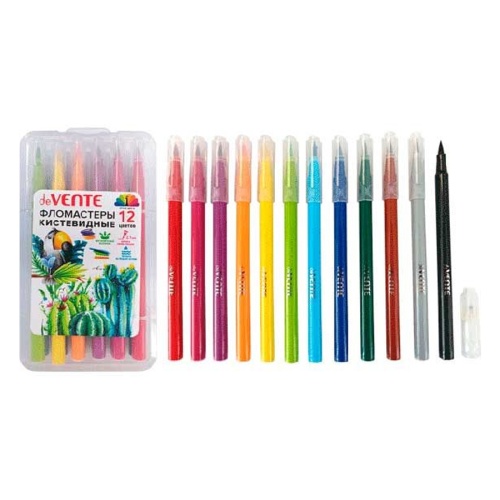 Фломастеры 12цв. deVENTE кистевидные 5081229 "Дава"