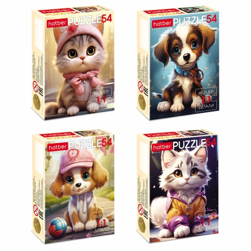 Пазл   54 эл. Милые мордашки 175мм*130мм HATBER "Дава"