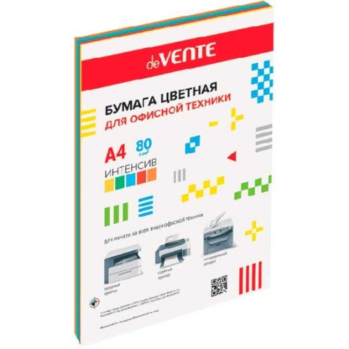 Бумага цветная deVENTE А4/20л/80г 2072231 5 интенсив.цв.  "Дава"