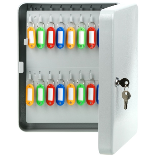 Ящик для ключей (ключница)  OfficeSpace 300*80*240 мм, с замком, +90 брелоков, серый, 276025 "Дава"