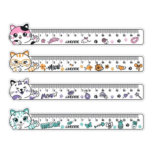 Линейка пластиковая 15см deVENTE CAT гибкая 5091208 "Дава"