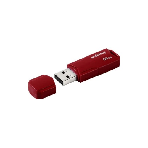 Флэшка 64GB Smart Buy Clue Burgundy USB 2.0 бордовая SB64GBCLU-BG "Дава"