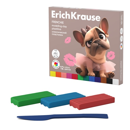 Пластилин 12цв. ErichKrause Frenchie  со стеком 192г 65199 "Дава"