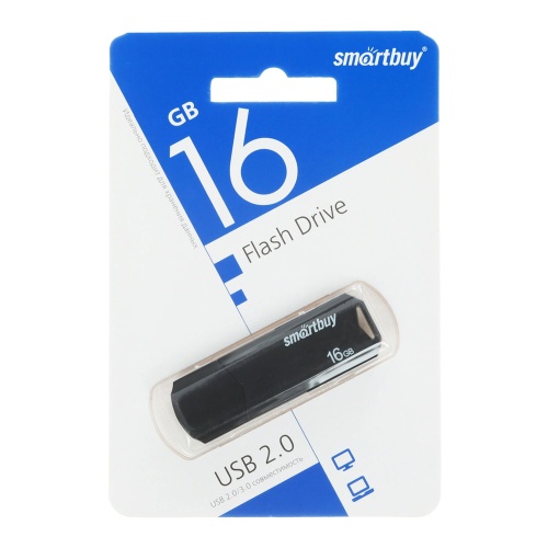 Флэшка 16GB Smart Buy Clue Black USB 2.0 черный SB16GBCLU-K "Дава"
