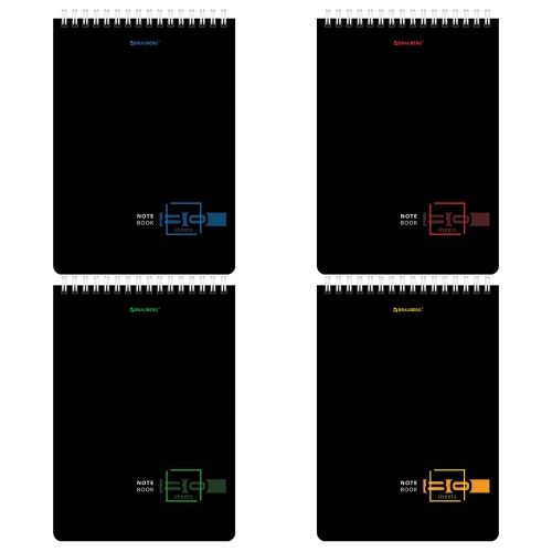 Блокнот А5/80л на спирали BRAUBERG Черный, жесткая подложка 114387 "Дава"