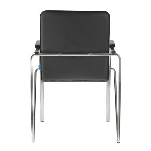 Кресло Helmi HL-F03 "Самба", каркас металл хром, экокожа, черный, орех BOX1 "Дава"