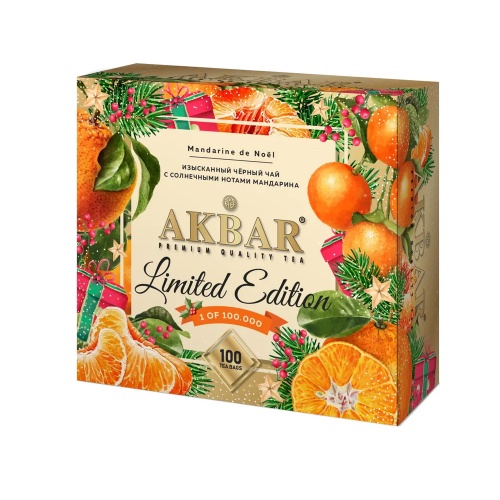 Чай AKBAR Рождественский Мандарин 100п. "Дава"