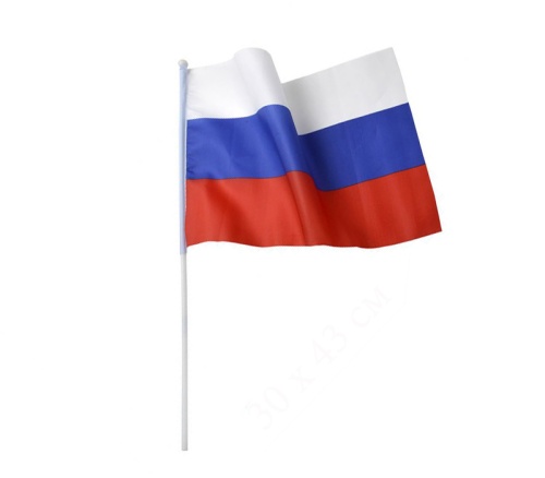 Флаг России  30*45см с флагштоком, BRAUBERG/STAFF 550182 "Дава"