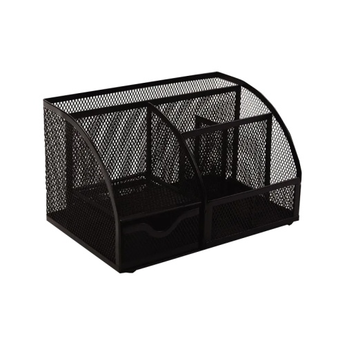 Подставка для канцелярских принадлежностей ORANGE PEEL 7секций металл черная HY348 BK "Дава"