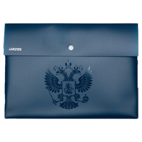 Папка-конверт на кнопке А4 deVENTE Герб, темно-синяя 3071106 "Дава"