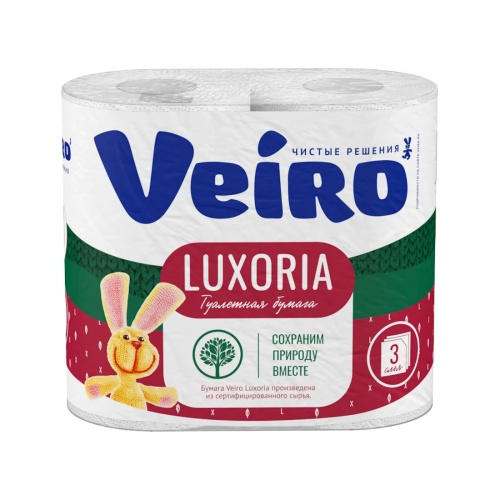 Бумага туалетная  4рул/упак 3слоя VEIRO Luxoria тиснение белая 5С34 "Дава"