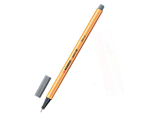 Ручка капиллярная STABILO темно-серая 88/96 "Дава"