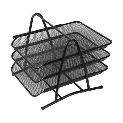 Лоток для бумаг горизонтальный 3 секция deVENTE 3101703 металлический черный "Дава"