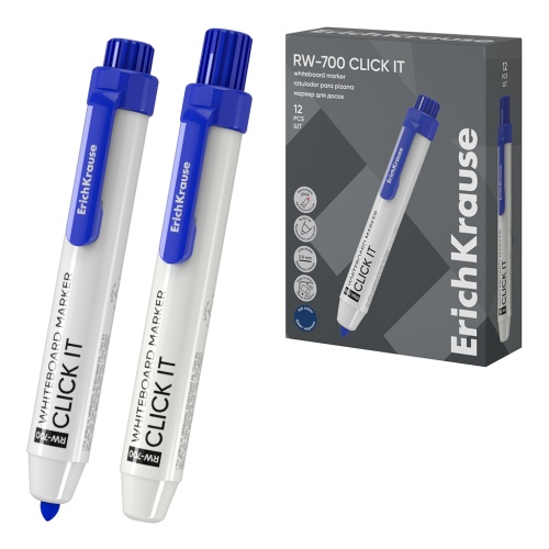 Маркер для доски ErichKrause Click it RW-700 2мм синий, автоматический 60831 "Дава"