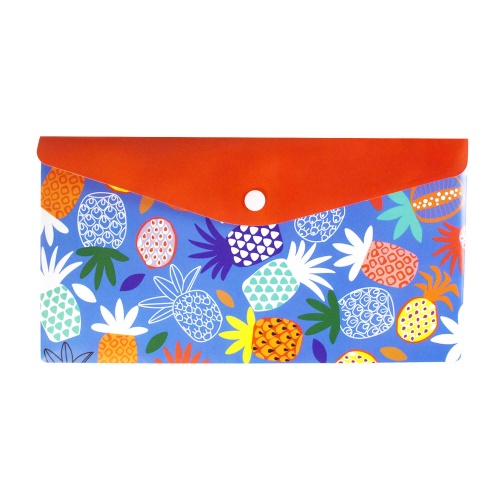 Папка пластиковая на кнопке 26*14см Феникс+ Ананасы 53215 "Дава"