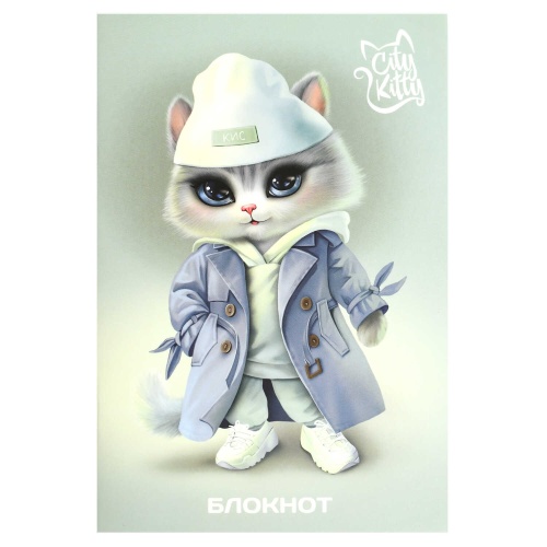 Блокнот 40л 120*185мм на скрепке Кошечка в плаще 69624 "Дава"