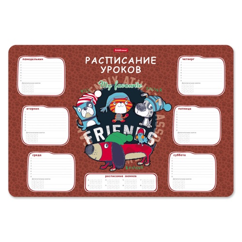 Расписание уроков А3 ErichKrause® Adventure Friends пластиковое 58309 "Дава"