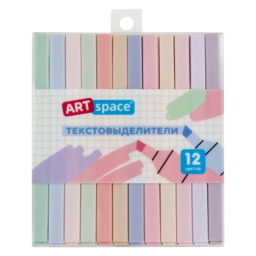 Текстмаркер набор 12шт ArtSpace Thin trace пастельные цвета HL12_67076 "Дава"