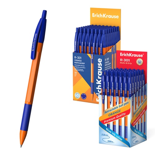 Ручка шариковая автомат ErichKrause R-301 Охра 0,7мм синяя 46762 "Дава"