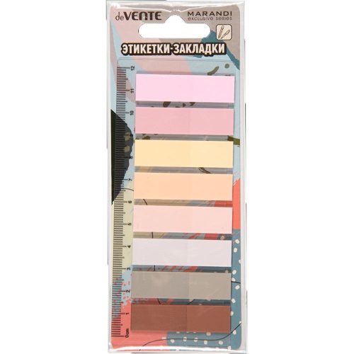 Закладки самоклеящиеся 44*12мм 8цв*20л пластик deVENTE Marandi 2011456 "Дава"
