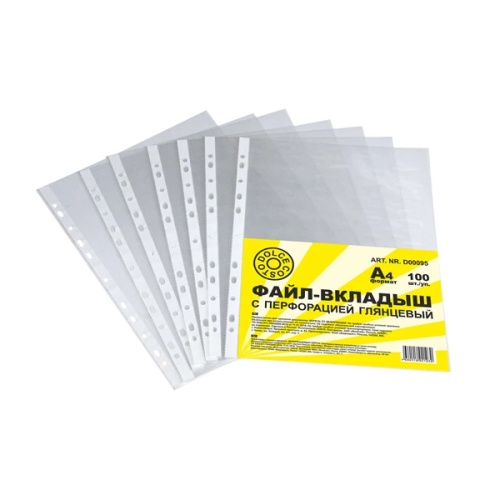 Файлы с перфорацией А4 Dolce Costo Эконом глянцевые 100шт/упак D00095 "Дава"