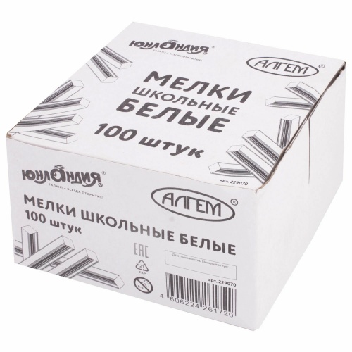 Мелки белые 100шт/упак ЮНЛАНДИЯ (Алгем) 229070 "Дава"