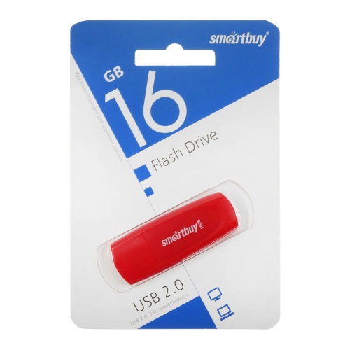 Флэшка 16GB Smart Buy Scout Red USB 2.0 красный SB016GB2SCR "Дава"