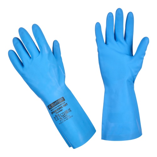 Перчатки резиновые TOPFORT Профхим Нео КЩС, синие, К80Щ50, р.8(M) "Дава"