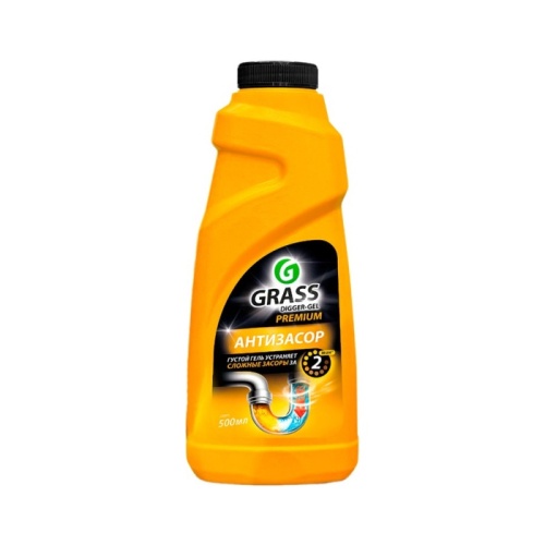 Средство для прочистки канализационных труб GRASS DIGGER-GEL Premium 500мл щелочное "Дава"